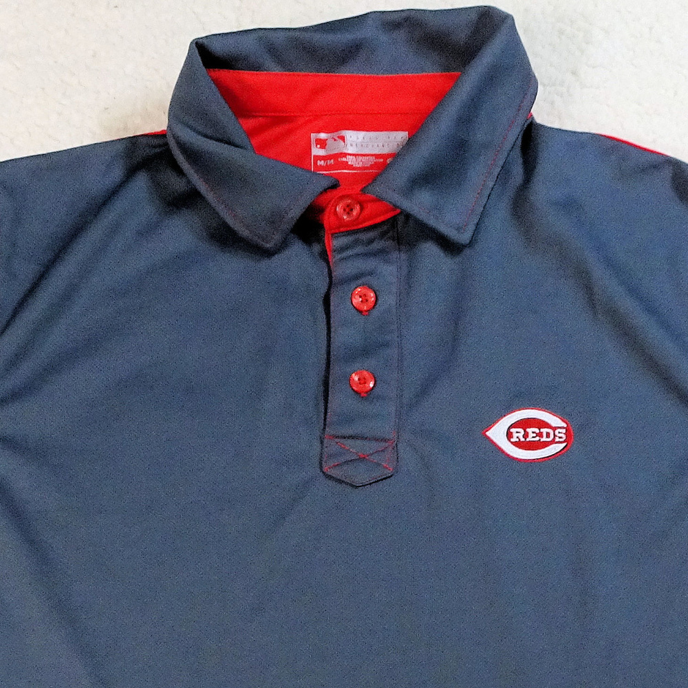 MLB Baseball Cincinnati Reds Gray Polo Shirt Med